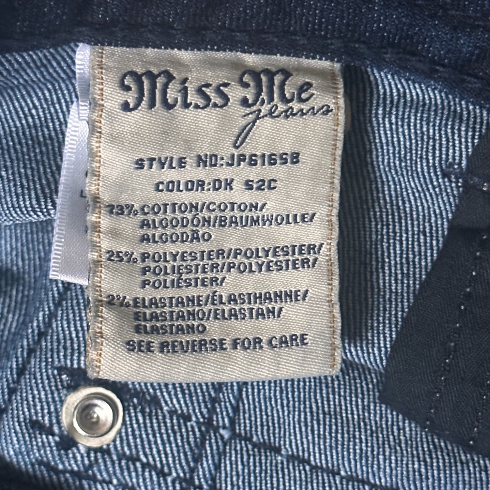 Women’s Miss Me Dark Wash Bootcut Denim with Sequin Detail - Picture 6 of 7